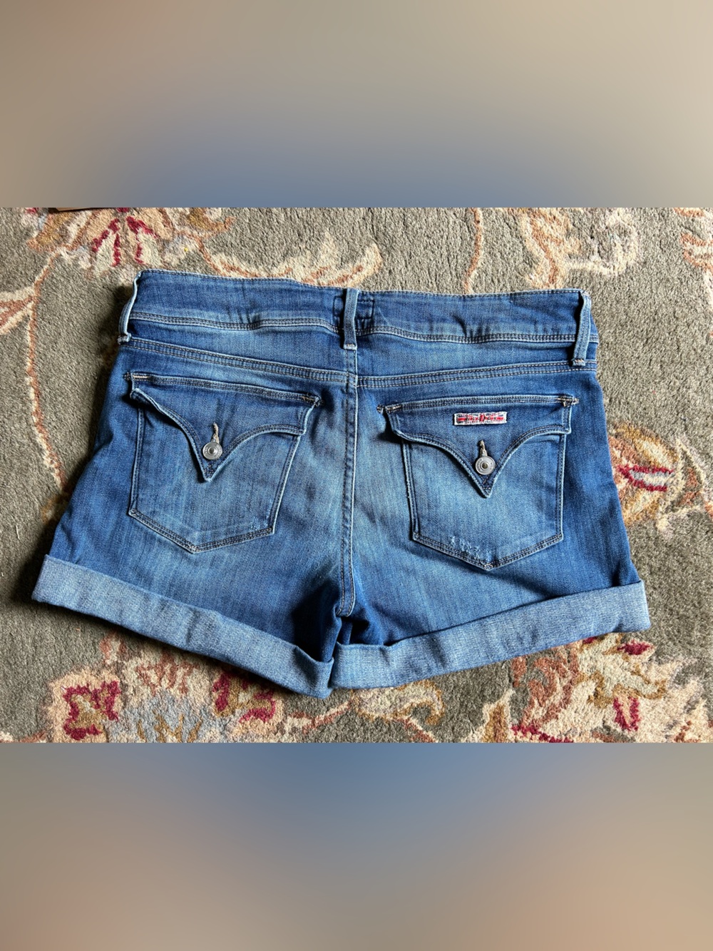 Hudson Women’s Blue Distressed Denim Jean Shorts size 29 - Picture 2 of 6
